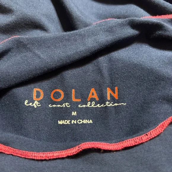 Anthropology Dolan Navy Contrast Pink Trim Tee - Picture 7 of 8